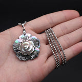 Mother of Pearl Shell Flower Pendant Necklace Chokers Stainless Steel Chain