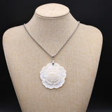 Mother of Pearl Shell Flower Pendant Necklace Chokers Stainless Steel Chain