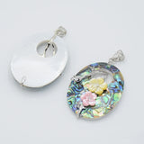 Oval Flower Bead Pendant Abalone Shell Necklace