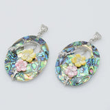 Oval Flower Bead Pendant Abalone Shell Necklace