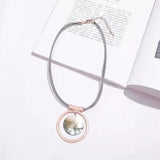 Mother of Pearl Shell Pendant Round Sea Charm Necklace