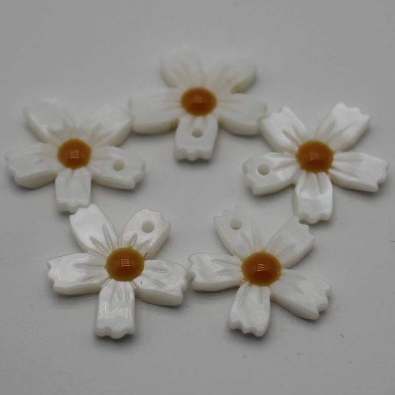Mother of Pearl Shell Beads Sunflower Daisy Shaped for Jewelry Making