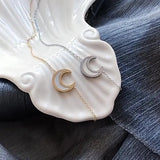 Mother of Pearls Crescent Moon Pendant Necklace