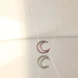 Mother of Pearls Crescent Moon Pendant Necklace