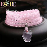 Mozambique Fox Pendant Pink Crystal Circle Bracelet