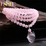 Mozambique Fox Pendant Pink Crystal Circle Bracelet