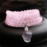 Mozambique Fox Pendant Pink Crystal Circle Bracelet
