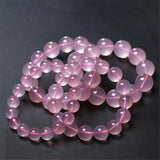 Rose Quartz Bracelet Women Goddess Beads Pink Gemstone Stretch 8-14mm