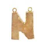 Fluorite Alphabet N Pendant Necklace Earrings Set