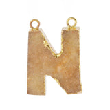 Fluorite Alphabet N Pendant Necklace Earrings Set