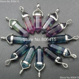 Fluorite Hexagonal Pointed Healing Reiki Chakra Pendant Beads