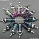 Fluorite Hexagonal Pointed Healing Reiki Chakra Pendant Beads