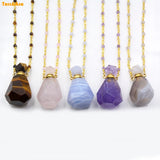 Stone Diffuser Necklace with Quartz Amazonite Amethyst Beads