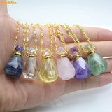 Stone Diffuser Necklace with Quartz Amazonite Amethyst Beads