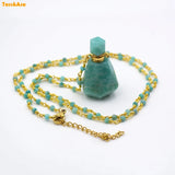 Stone Diffuser Necklace with Quartz Amazonite Amethyst Beads