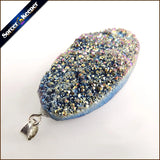 Natural Multi-color Agate Pendant Quartz Crystal Cluster Minerals
