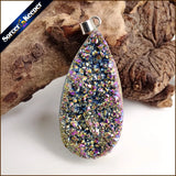 Natural Multi-color Agate Pendant Quartz Crystal Cluster Reiki Healing AA786