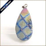 Natural Multi-color Agate Pendant Quartz Crystal Cluster Reiki Healing AA786