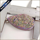 Natural Multi-color Agate Pendant Electroplating Quartz Crystal Cluster