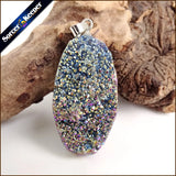 Natural Multi-color Agate Pendant Quartz Crystal Cluster Minerals