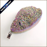 Natural Multi-color Agate Pendant Electroplating Quartz Crystal Cluster