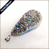 Natural Multi-color Agate Pendant Quartz Crystal Cluster Reiki Healing AA786