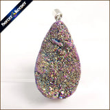 Natural Multi-color Agate Pendant Electroplating Quartz Crystal Cluster