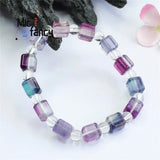 Natural Multi-color Sugar Fluorite Crystal Bracelet Women Retro Style