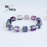 Natural Multi-color Sugar Fluorite Crystal Bracelet Women Retro Style