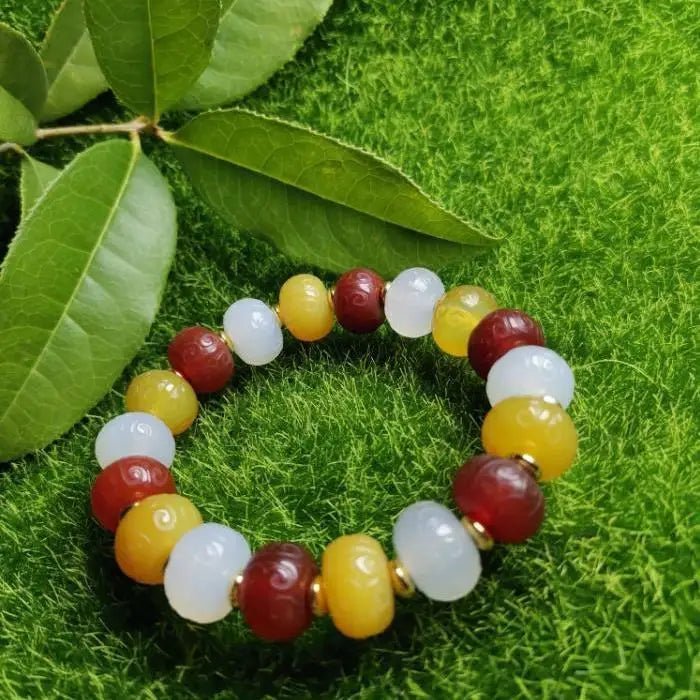 Natural Agate Lantern Beads Bracelet for Women