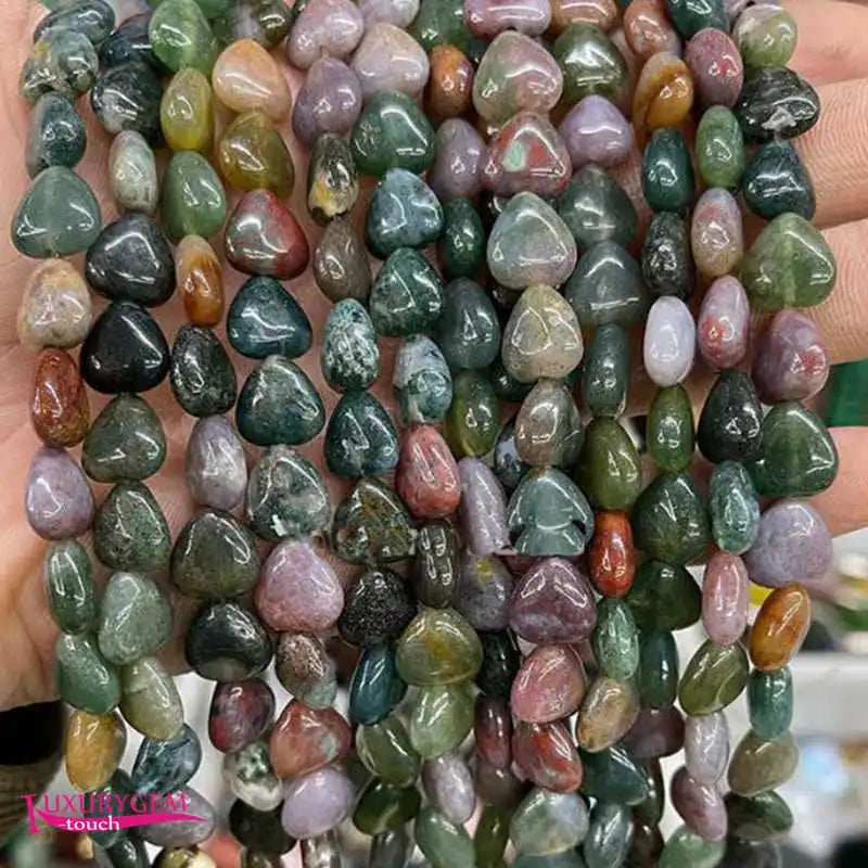 Multicolor Agates Stone Loose Beads 10mm Heart Shape DIY Jewelry 38Pcs