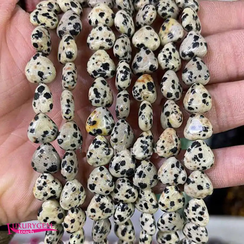 Natural Multicolor Dalmatian Stone Loose Beads 10mm Smooth Heart Shape