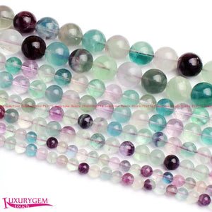 Natural Multicolor Fluorite Stone Round 4/6/8/10/12mm Beads