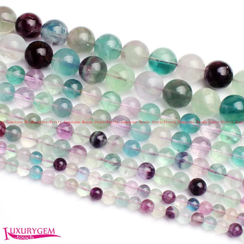 Natural Multicolor Fluorite Stone Round 4/6/8/10/12mm Beads