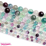 Natural Multicolor Fluorite Stone Round 4/6/8/10/12mm Beads
