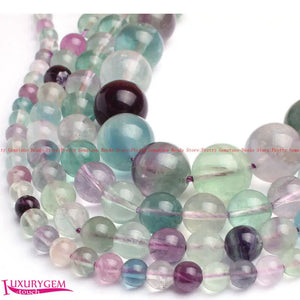 Natural Multicolor Fluorite Stone Round 4/6/8/10/12mm Beads