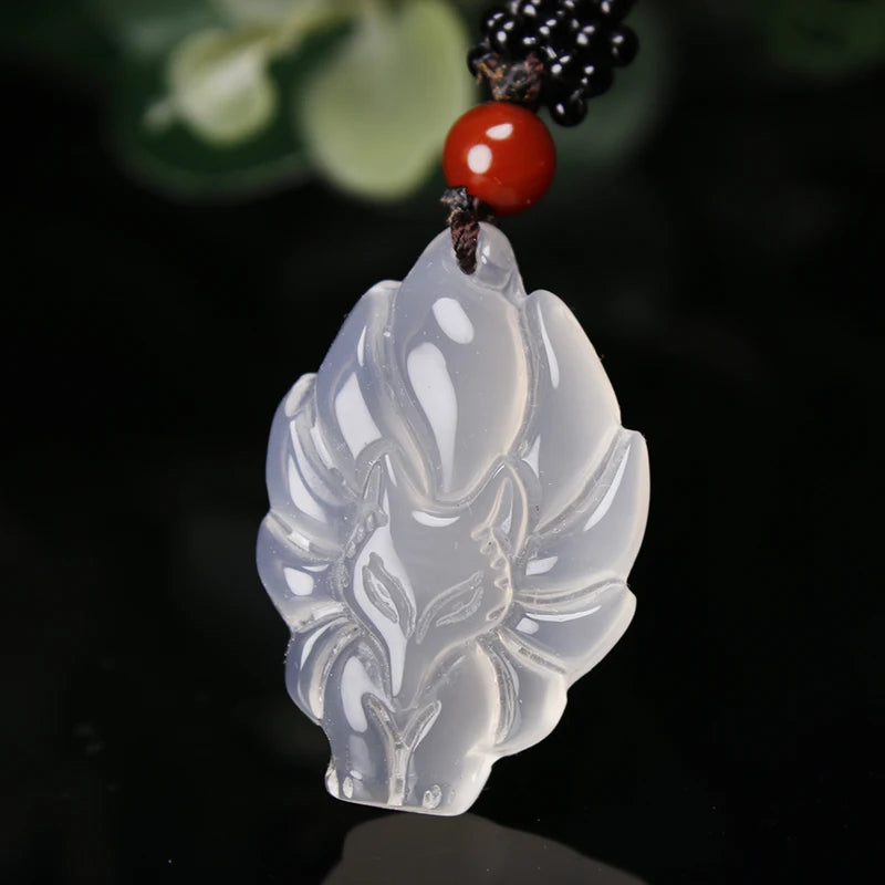 Jade Nine-tailed Fox Agate Necklace Charm for Women