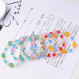 Multicolor Green Chalcedony Crystal Bracelet Beads Girls Rainbow Colors