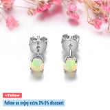 Natural Multicolor Opal Stering Silver Stud Earring Faced Round 4mm Women