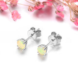Natural Multicolor Opal Stering Silver Stud Earring Faced Round 4mm Women