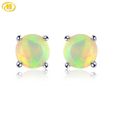 Natural Multicolor Opal Stering Silver Stud Earring Faced Round 4mm Women