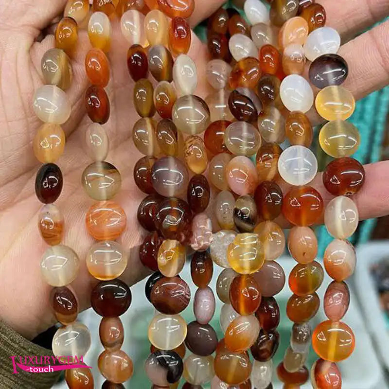 Multicolor Red Agates Stone Loose Beads 10mm Flat Coin Shape DIY Jewelry 38Pcs