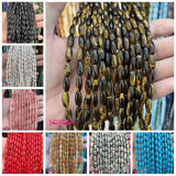 Multicolor Stone Spacer Beads 5x12mm Smooth Oval Shape DIY Jewelry Making