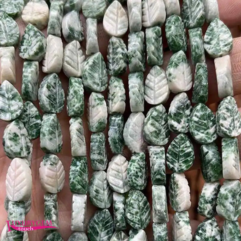 8x11mm Natural Stone Spacer Beads Carved Leaves Shape DIY Jewelry Making