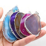 Striped Agate Stone Pendant Necklace for Women
