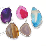 Striped Agate Stone Pendant Necklace for Women
