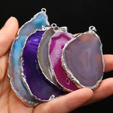 Striped Agate Stone Pendant Necklace for Women