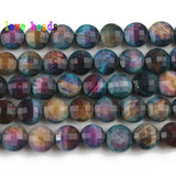 Multicolor Tiger Eye Gemstone Beads 8mm Coin Shape for Jewelry Making