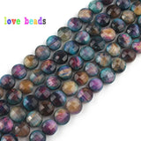 Multicolor Tiger Eye Gemstone Beads 8mm Coin Shape for Jewelry Making