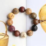 Wooden Beads Buddha Rosary Bracelet Multicolor Men's Elastic Bracelet